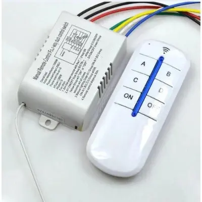 Picture of 4 Channels ON/Off 220V Remote Control Switch Digital Remote Control Switch for Lamp & Light(White)