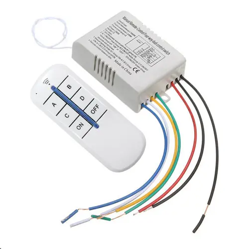 Picture of 4 Channels ON/Off 220V Remote Control Switch Digital Remote Control Switch for Lamp & Light(White)