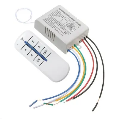 Picture of 4 Channels ON/Off 220V Remote Control Switch Digital Remote Control Switch for Lamp & Light(White)