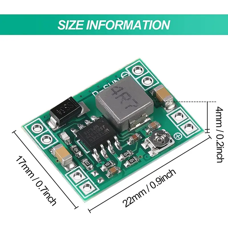 Picture of Mini DC-DC Buck Converter MP1584EN Adjustable Supply Module 24V to 12V 9V 5V 3V Reduced Voltage Regulator(Green)