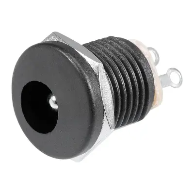 Picture of Female DC jack connector 5.5x2.1mm Threaded-2 pcs(Black)
