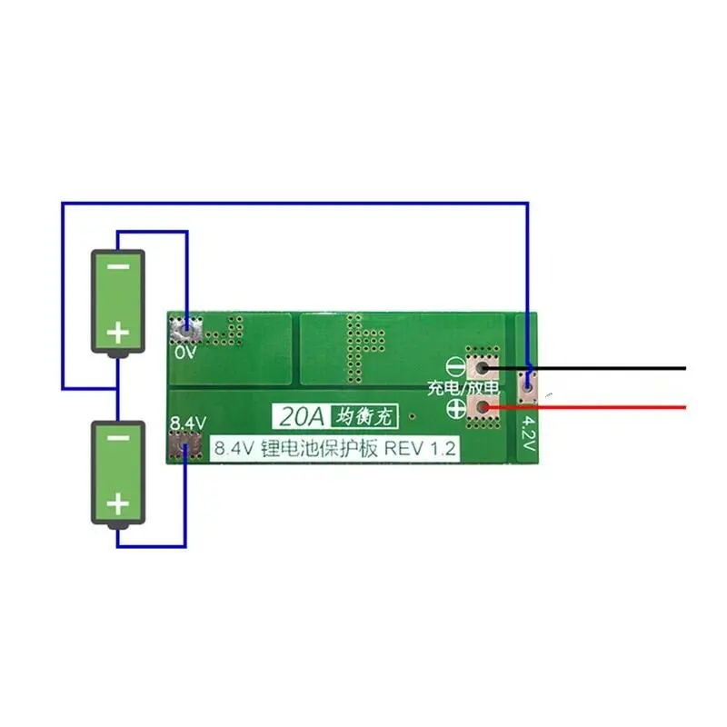 Picture of 2S 20A 7.4V 8.4V 18650 Li-ion Lithium protection board/BMS board Balanced(Green)