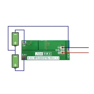 Picture of 2S 20A 7.4V 8.4V 18650 Li-ion Lithium protection board/BMS board Balanced(Green)