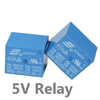 Picture of SRD-5VDC-SL-C Mini 5V DC 10A Relay 5 Pin Coil SPDT Power Relays Universal Power Relay Switch -2pcs(Blue)