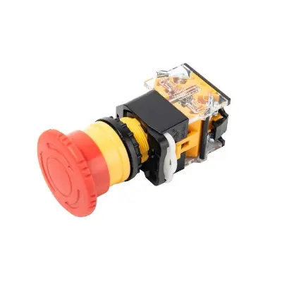 Picture of LA38 Emergency Push Button with Red Mushroom Head - Industrial Safety Stop Switch, 22mm Mounting Hole, 1NO1NC Contacts(Red)