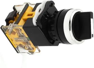 Picture of LA38/203 22mm Panel Mounted NO/NC DPST 3 Position Rotary Selector Switch (LA38 / 203 22mm Interruptor selector(Black)
