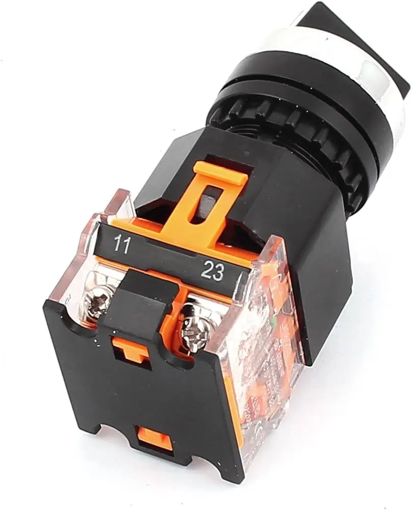 Picture of LA38/203 22mm Panel Mounted NO/NC DPST 3 Position Rotary Selector Switch (LA38 / 203 22mm Interruptor selector(Black)
