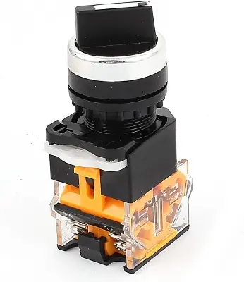 Picture of LA38/203 22mm Panel Mounted NO/NC DPST 3 Position Rotary Selector Switch (LA38 / 203 22mm Interruptor selector(Black)