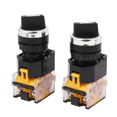 Picture of LA38/203 22mm Panel Mounted NO/NC DPST 3 Position Rotary Selector Switch (LA38 / 203 22mm Interruptor selector(Black)