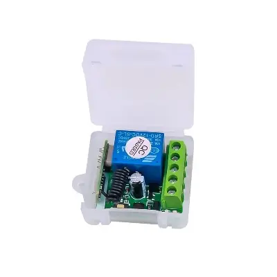 Picture of 433 MHz Wireless Remote Control Switch | 12V DC 1-Channel Relay Receiver Module & On/Off Remote(Black)