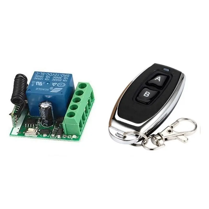 Picture of 433 MHz Wireless Remote Control Switch | 12V DC 1-Channel Relay Receiver Module & On/Off Remote(Black)