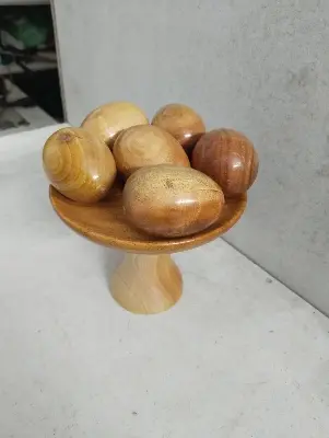 Picture of Wooden baby toys egg set with stand ( 6 pieces egg ) - Multicolor