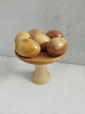 Picture of Wooden baby toys egg set with stand ( 6 pieces egg ) - Multicolor