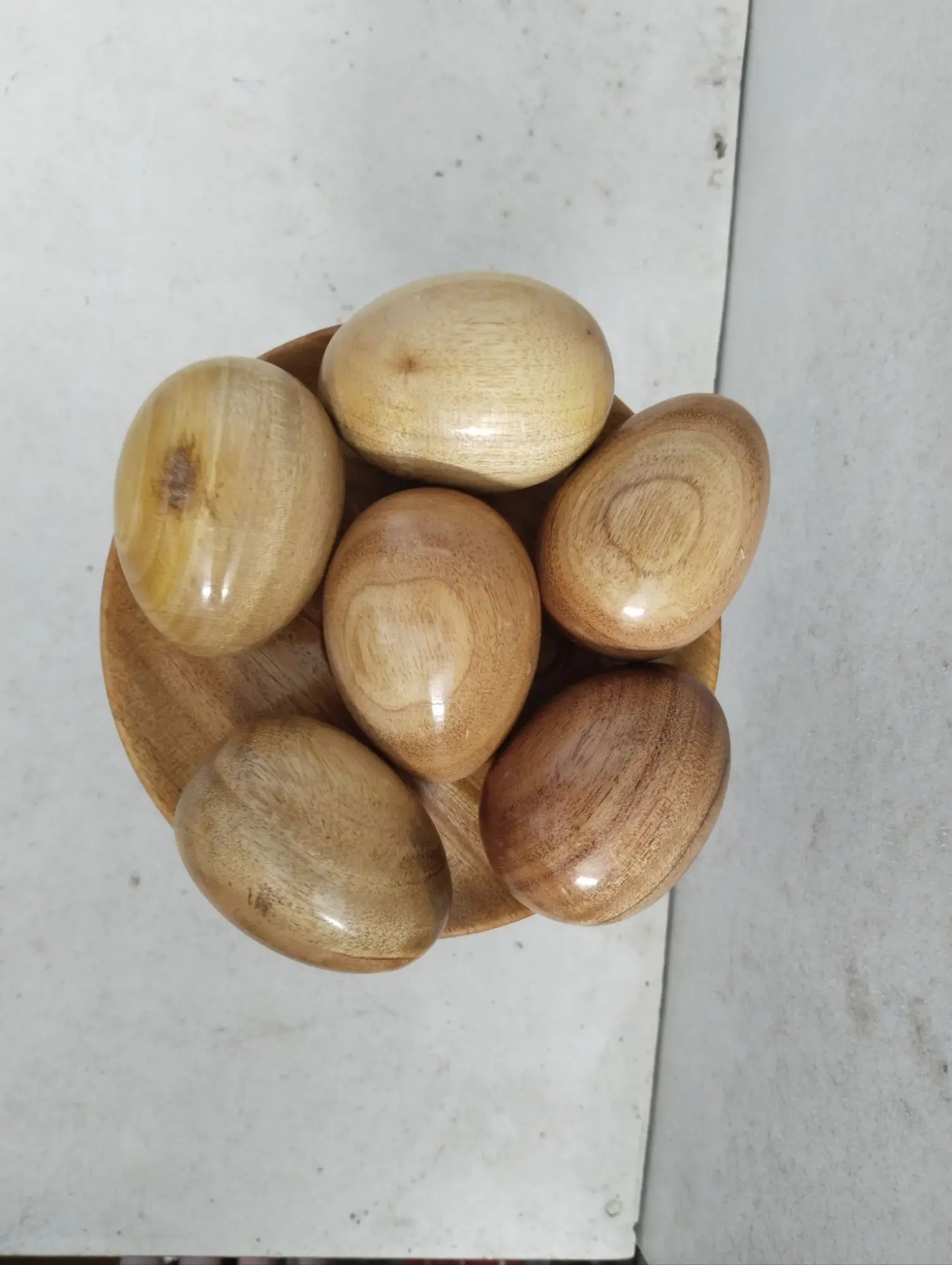 Picture of Wooden baby toys egg set with stand ( 6 pieces egg ) - Multicolor