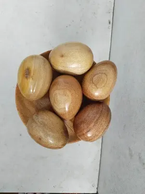 Picture of Wooden baby toys egg set with stand ( 6 pieces egg ) - Multicolor