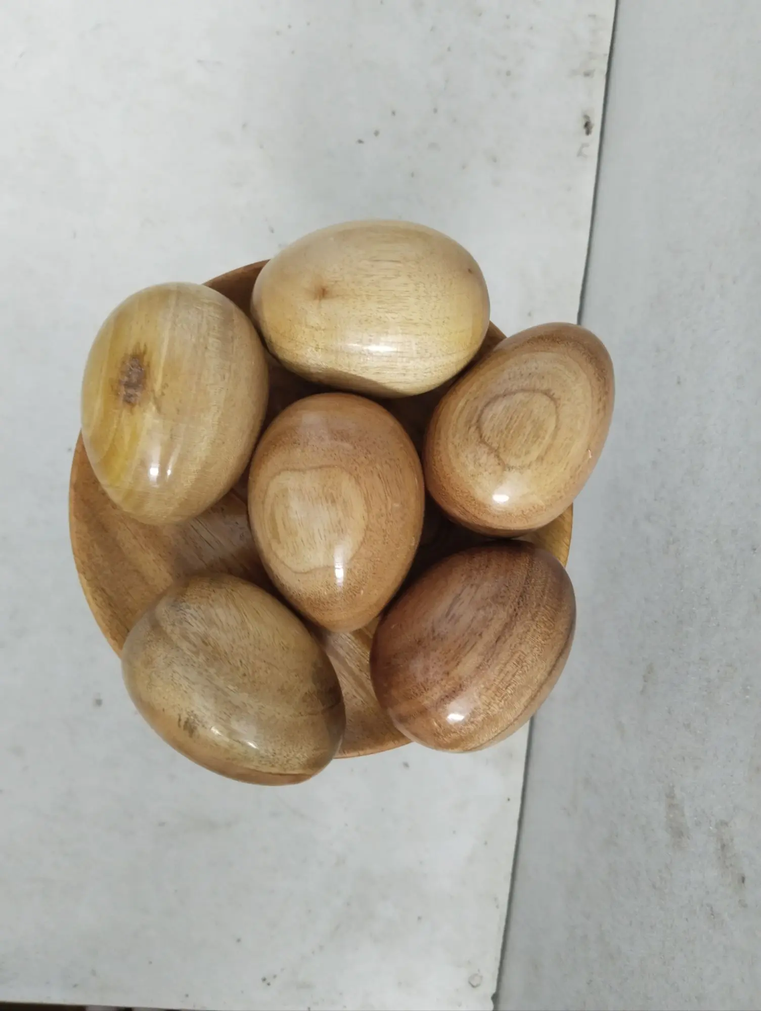 Picture of Wooden baby toys egg set with stand ( 6 pieces egg ) - Multicolor