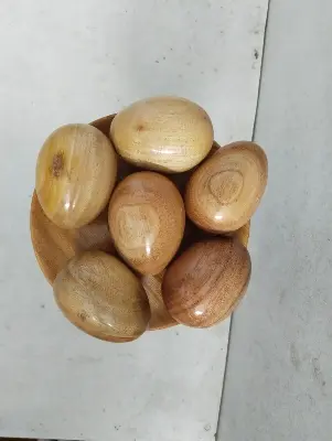 Picture of Wooden baby toys egg set with stand ( 6 pieces egg ) - Multicolor