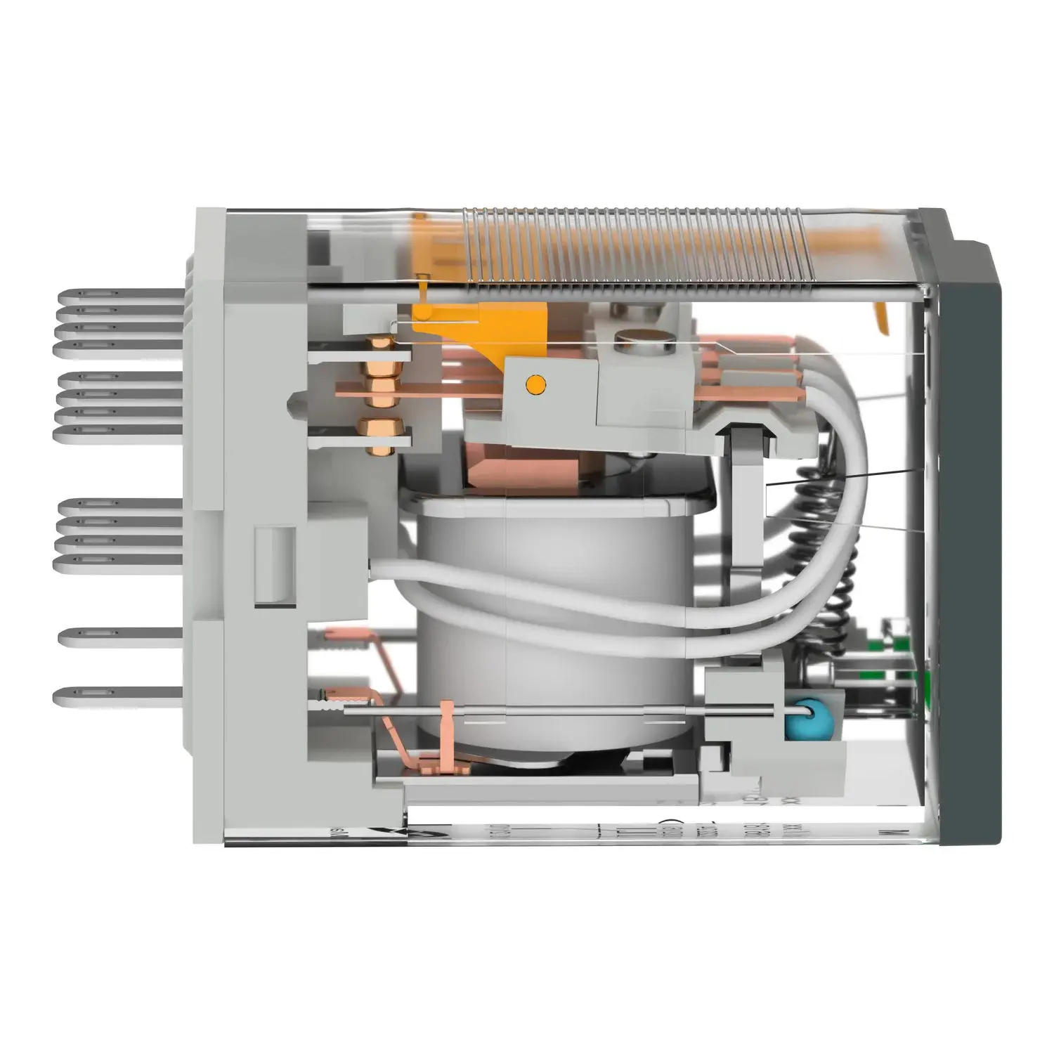 Picture of Schneider RXM4LB2 4-Pole Miniature Power Relay with Plug-in Terminals and Operation Indicator(White)