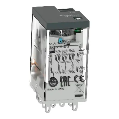 Picture of Schneider RXM4LB2 4-Pole Miniature Power Relay with Plug-in Terminals and Operation Indicator(White)
