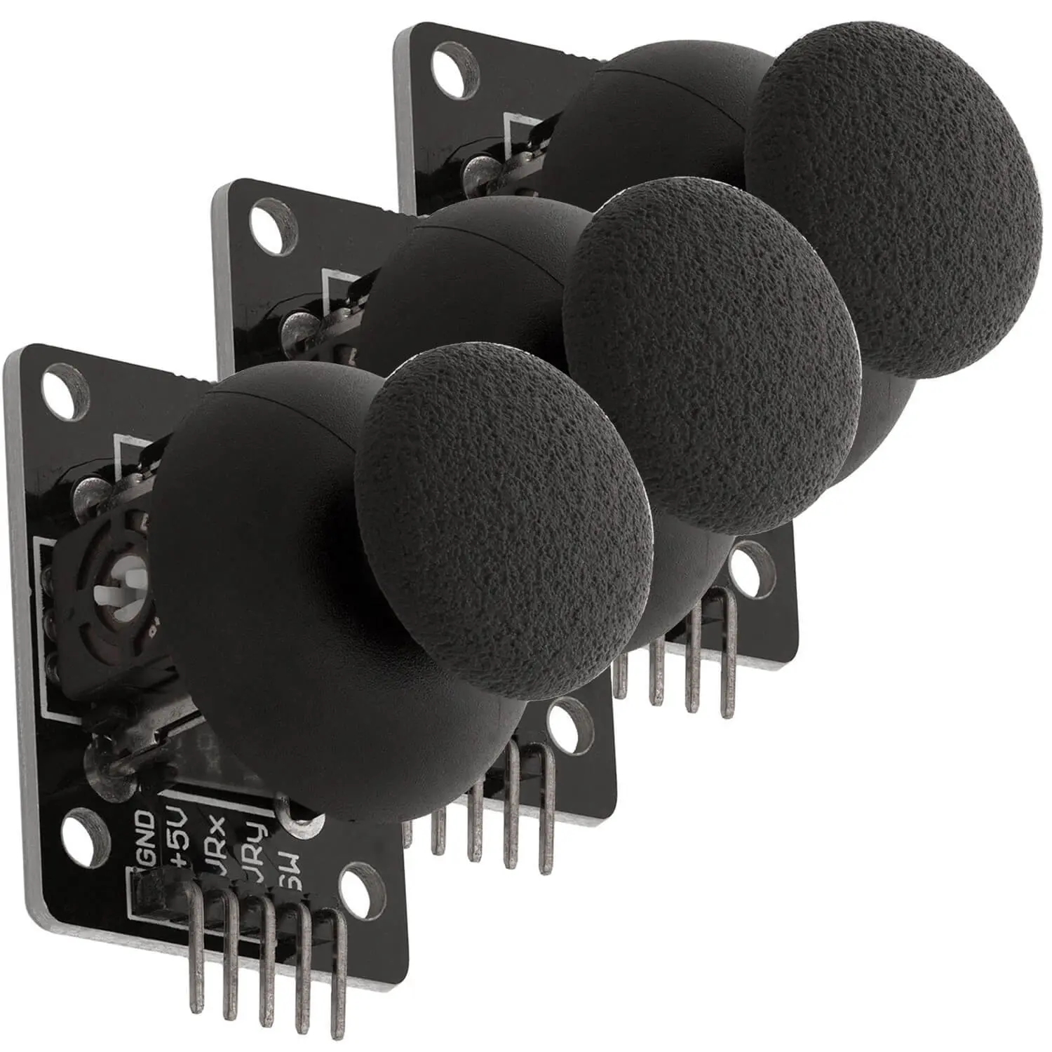 Picture of Joystick module with 5-pin breakout for Arduino integration.(Black)