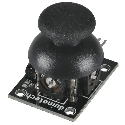 Picture of Joystick module with 5-pin breakout for Arduino integration.(Black)