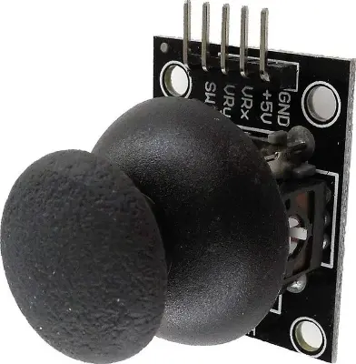 Picture of Joystick module with 5-pin breakout for Arduino integration.(Black)