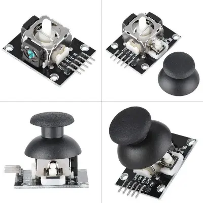Picture of Joystick module with 5-pin breakout for Arduino integration.(Black)