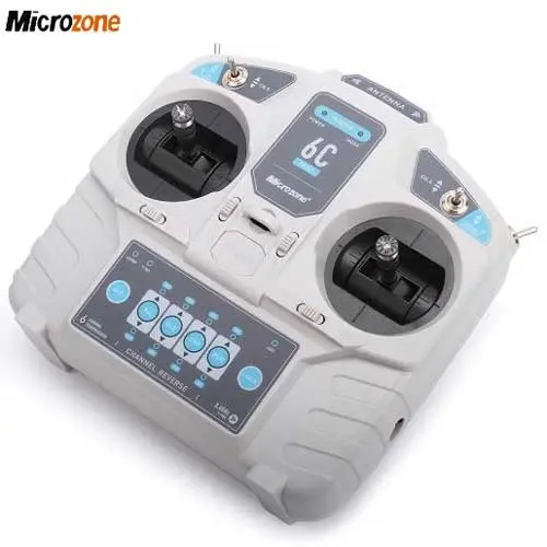 Picture of MicroZone MC6C Mini V2 – 2.4GHz 6CH Controller & Receiver Radio System for RC Airplanes, Drones, Multirotor Helicopters, and Boats(Grey)