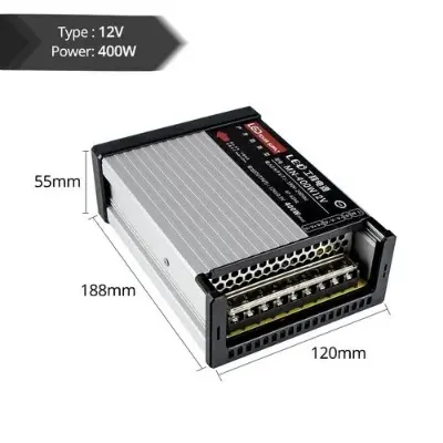 Picture of 12V 33.3A 400W Rainproof LED Power Supply Outdoor Waterproof Transformer for Lighting Systems(Grey)