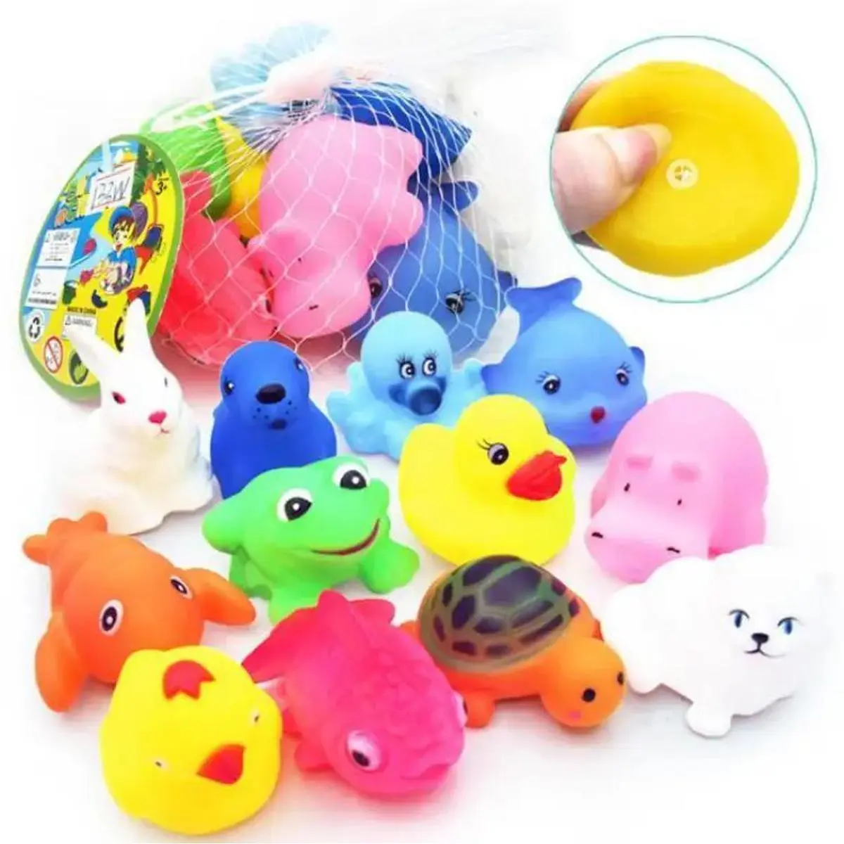 Picture of Soft Rubber Float Sqeeze Sound Baby Wash Bath Play Animals Toys -6 pis