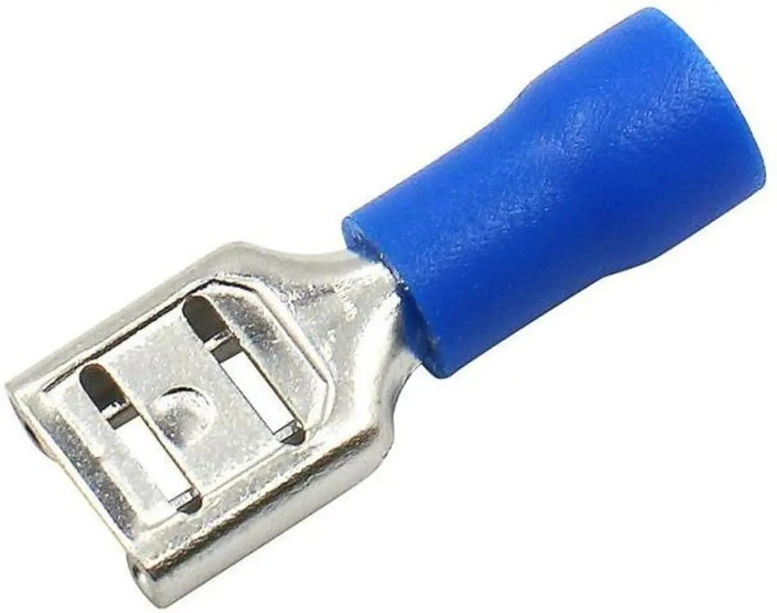 Picture of Electrical Crimp Spade Terminal – Blue Insulated Female Connector, 16-14 AWG -10PCS(Blue)
