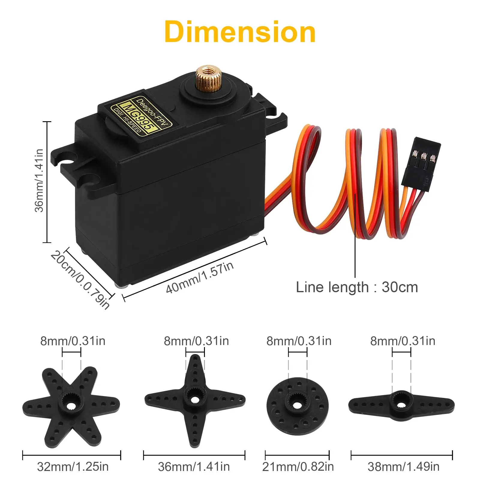 Picture of Metal Gear Servo 995 High Torque Metal Servo Motor(Black)