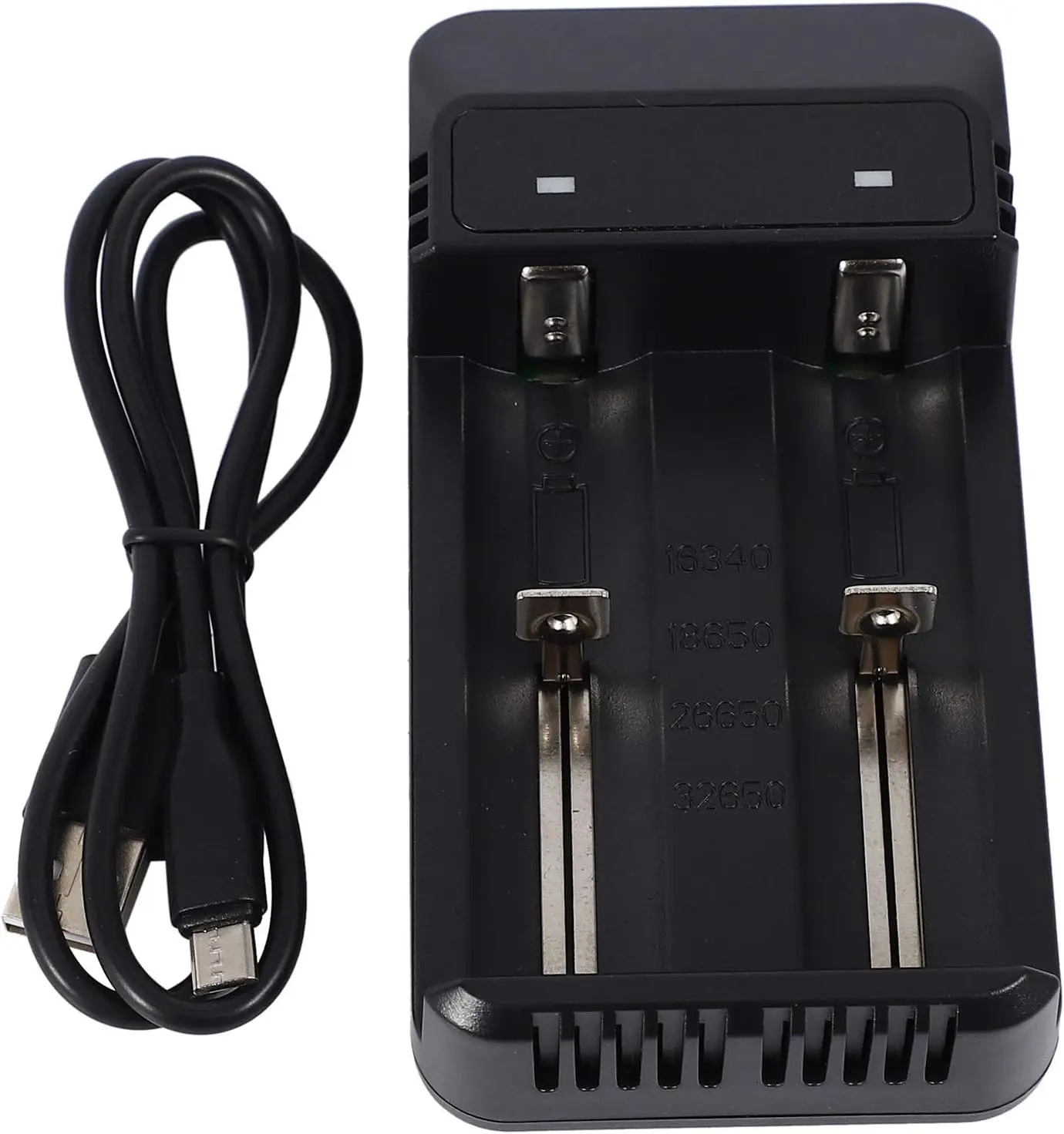 Picture of Extol Dual-Slot Lithium Battery Charger – For CR123A, 16340, 18650 Rechargeable Batteries(Black)