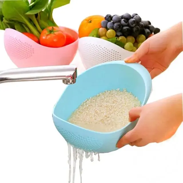 Picture of Container 2-In-1 Plastic Rice Washer Strainers and Colanders Plastic Washing Bowl for Rice,Vegetables and Fruits - Multicolor