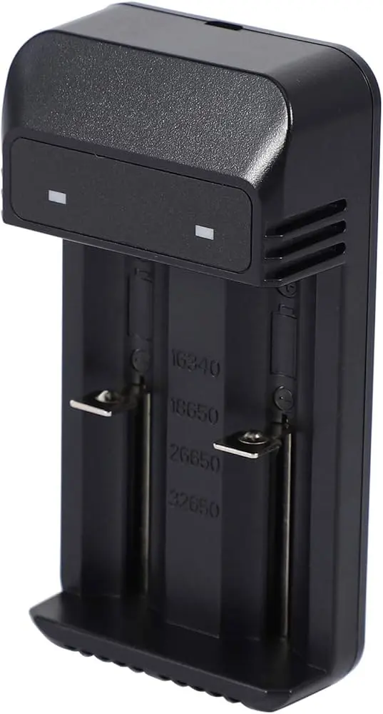 Picture of Extol Dual-Slot Lithium Battery Charger – For CR123A, 16340, 18650 Rechargeable Batteries(Black)