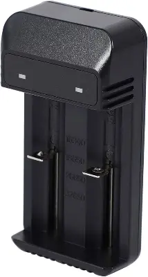 Picture of Extol Dual-Slot Lithium Battery Charger – For CR123A, 16340, 18650 Rechargeable Batteries(Black)