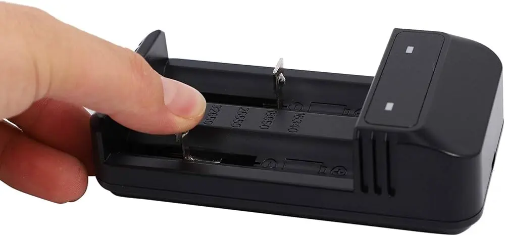 Picture of Extol Dual-Slot Lithium Battery Charger – For CR123A, 16340, 18650 Rechargeable Batteries(Black)