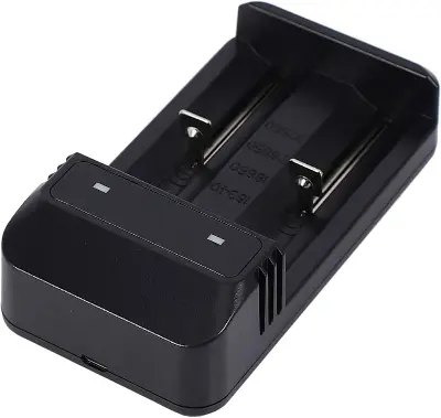 Picture of Extol Dual-Slot Lithium Battery Charger – For CR123A, 16340, 18650 Rechargeable Batteries(Black)