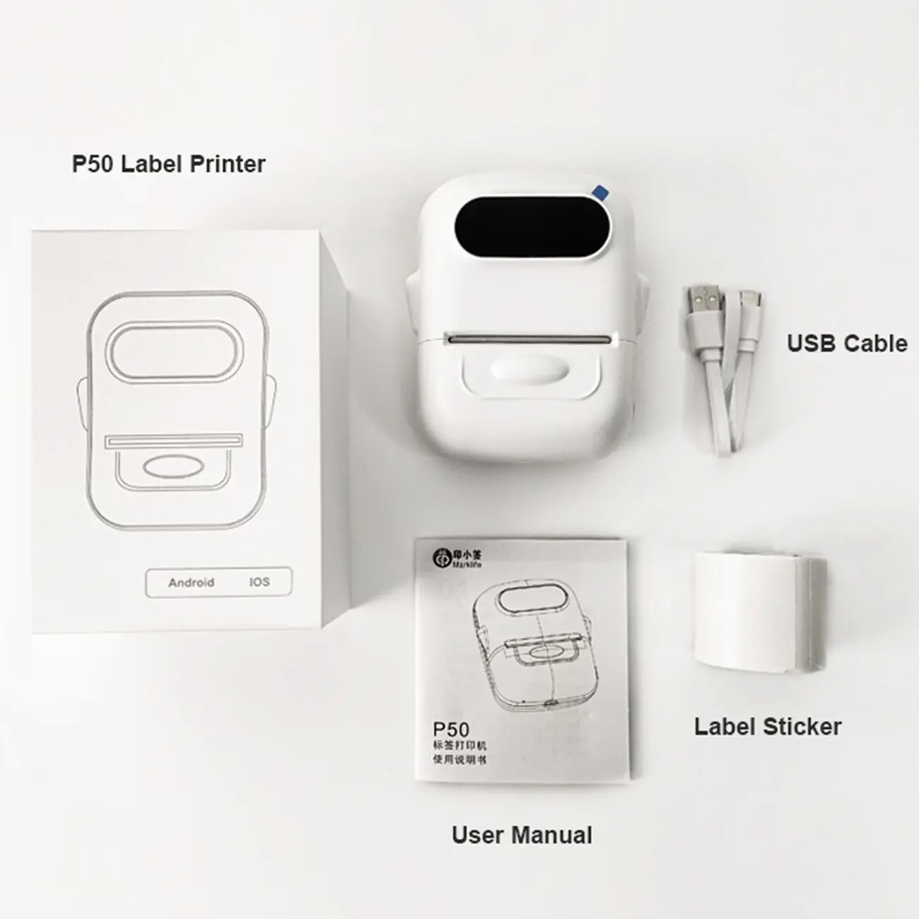 Picture of Marklife P50 Smart Rechargeable Bluetooth Label Printer for Home & Office(White)
