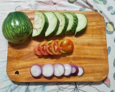 Picture of Add Elegance To Your Kitchen With The Wood Handcrafted Cutting Board, Offering High Quality And Fine Wooden Construction. - Multicolor