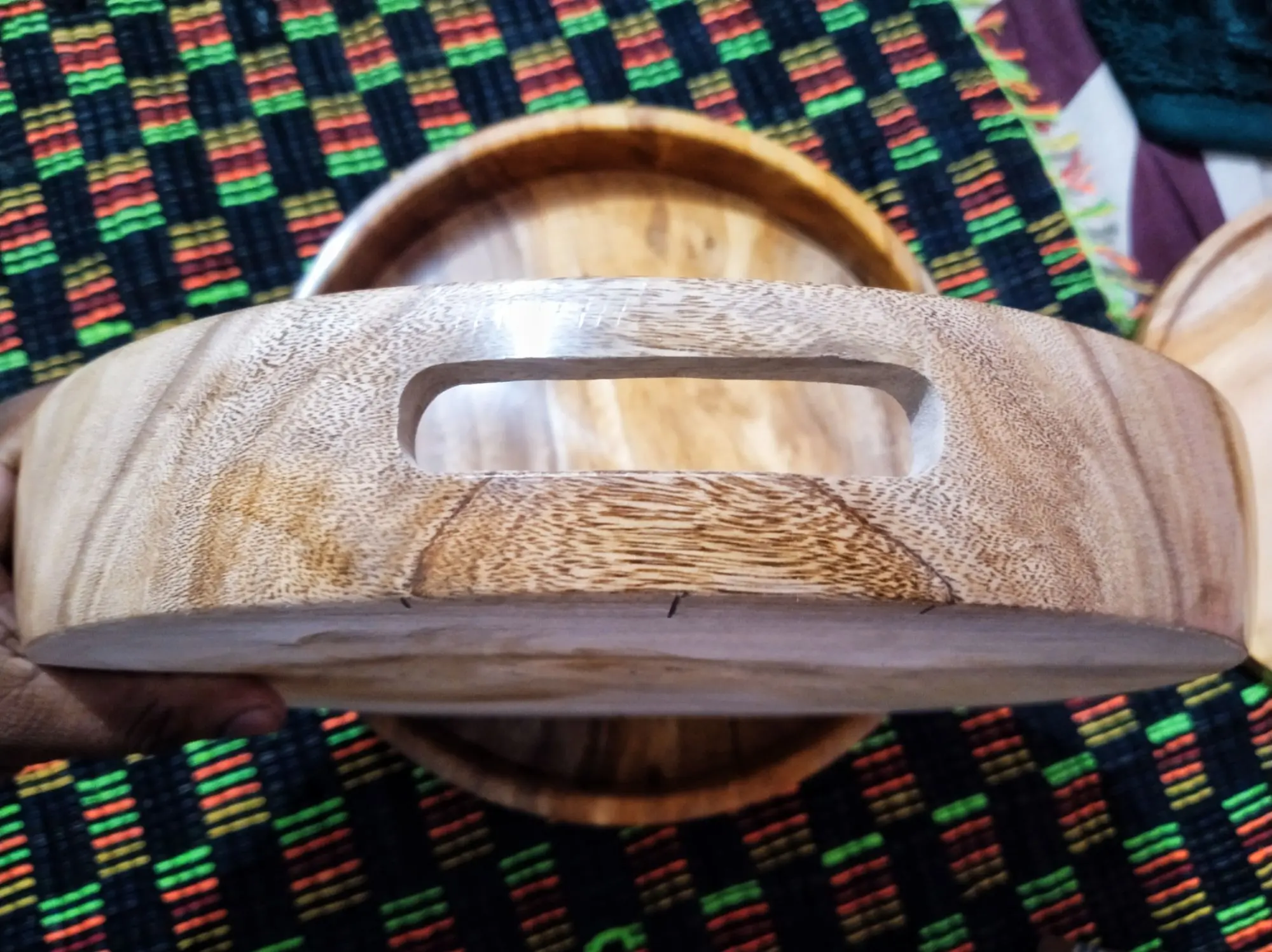 Picture of Round Serving Tray Set Selling Large Bamboo Round Serving Tray with Handle - Multicolor