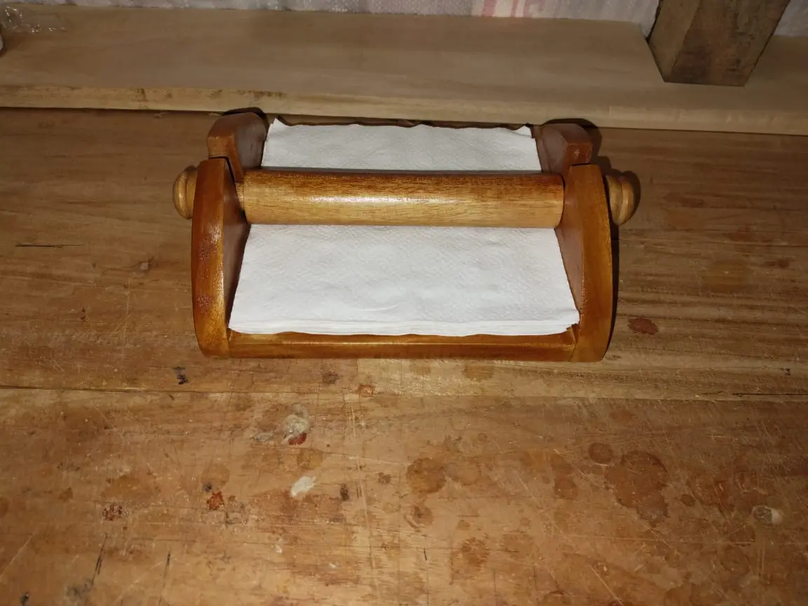 Picture of Antique Handcrafted Decorative Wooden Napkin Holder Tissue Holder Stand for Dining Table Restaurant - Multicolor