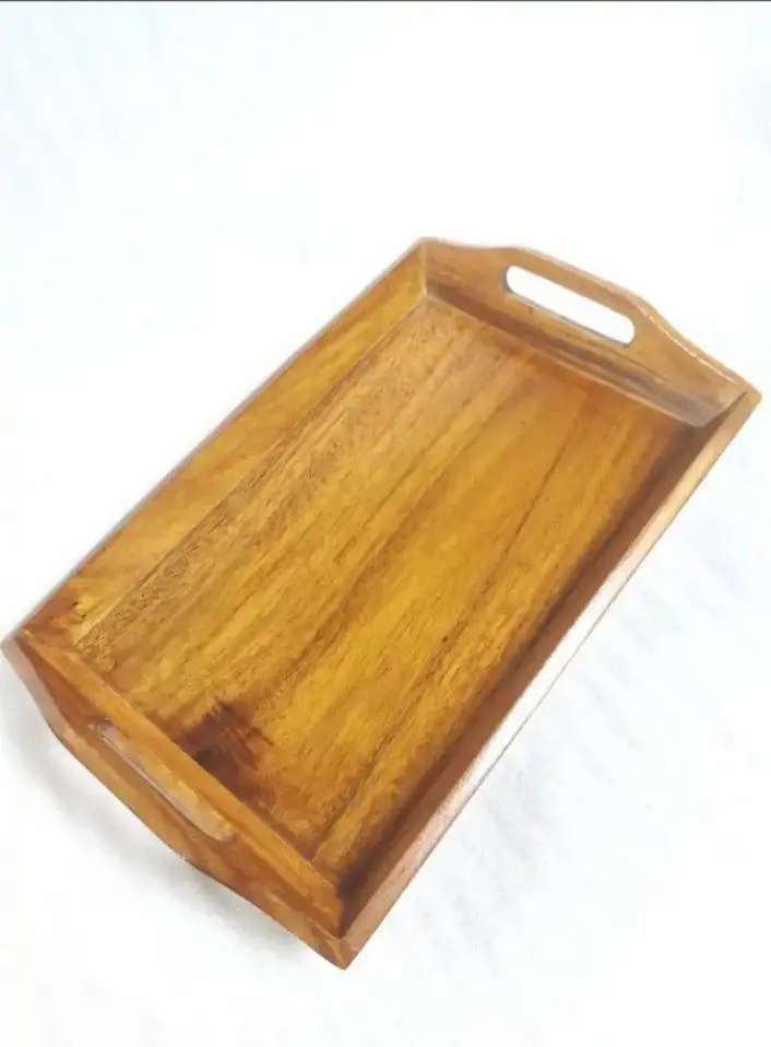 Picture of Hot Sale Kitchen Accessories Kitchen Tray Customize Tray With Handle Wooden Serving Trays Food Wood Pallet - Multicolor