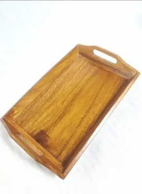 Picture of Hot Sale Kitchen Accessories Kitchen Tray Customize Tray With Handle Wooden Serving Trays Food Wood Pallet - Multicolor