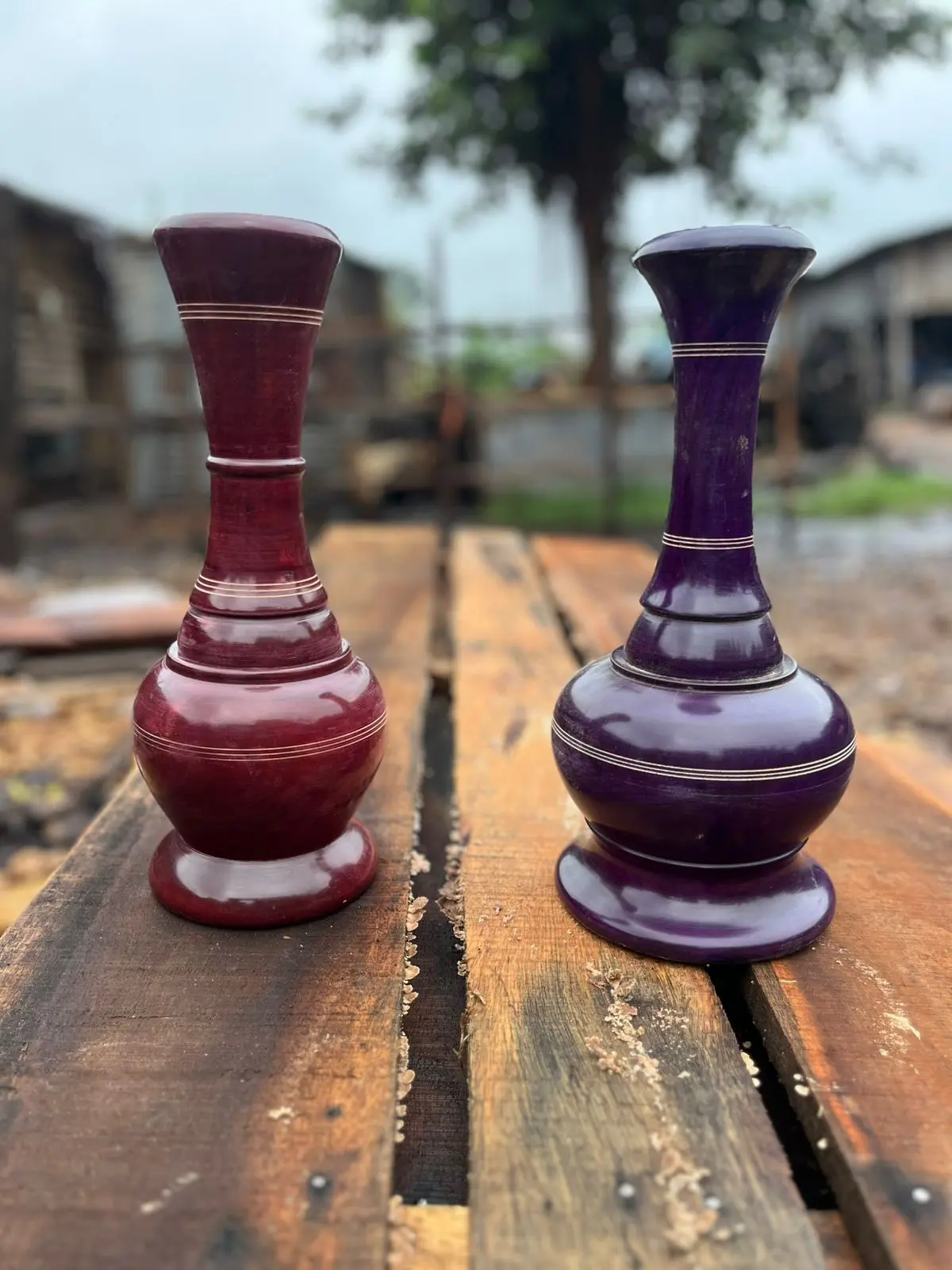 Picture of Handmade Wooden colorful Lacquer Vase, Home decoration lacquer wooden flower vase  multicolor wood vases (14,15 inch ) - Multicolor