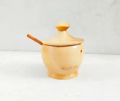 Picture of New style  Wooden Sugar Bowl/Jar Salt Container Sugar Bowl Set Kitchenware Jar Spice Container Handmade Food Sugar Pots - Multicolor