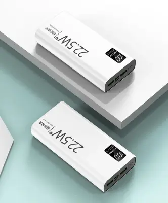 Picture of DIY Power Bank Battery Case with Dual USB-A Outputs, Type-C & Micro USB Input, Fast Charging, 3-Digit Display(White)