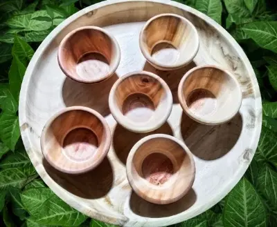 Picture of 1 pcs Hand Made Wooden Sauce Container For Serving Food at Hotel, Restaurants, Office, Home - Multicolor