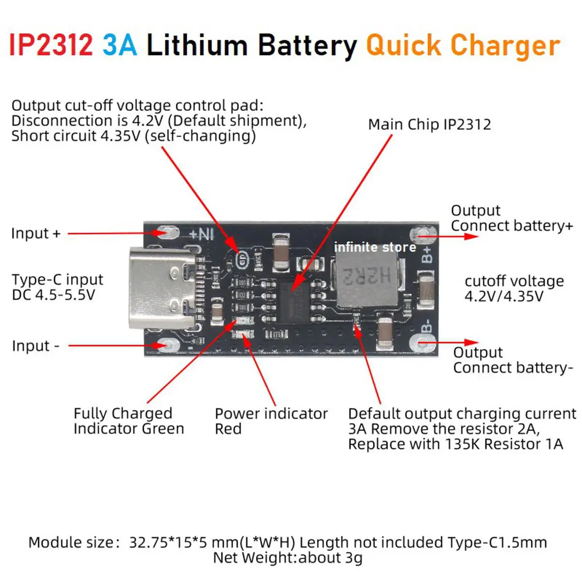 Picture of IP2312 5V 3A Charging & Boost Module(Black)