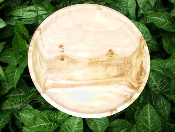 Picture of Natural  Wooden 11 inch round 2 inch height  Food serving plate ( without color ) - Multicolor